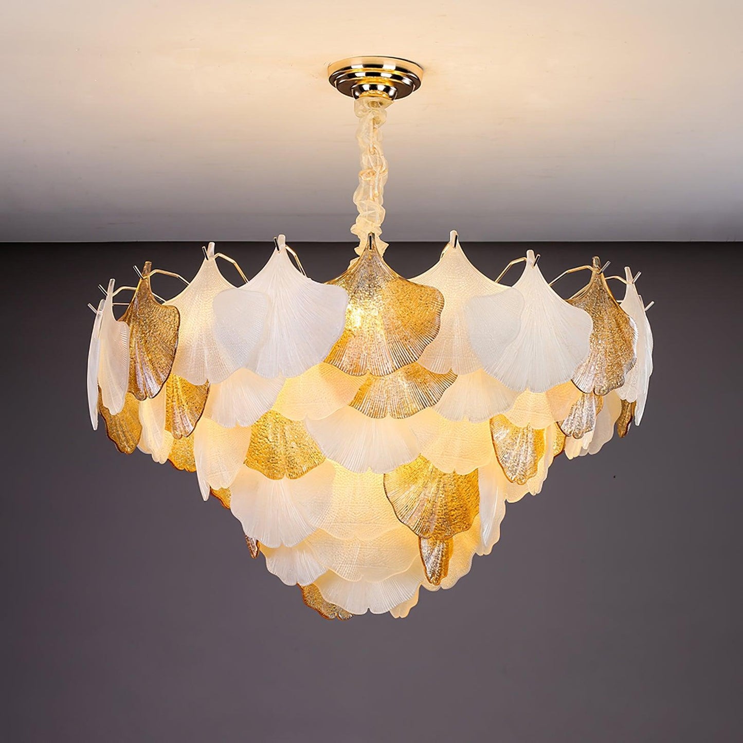 Isabelle Ginkgo Glasblatt-Kronleuchter