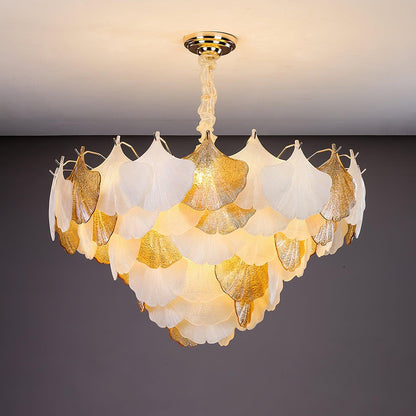 Isabelle Ginkgo Glasblatt-Kronleuchter
