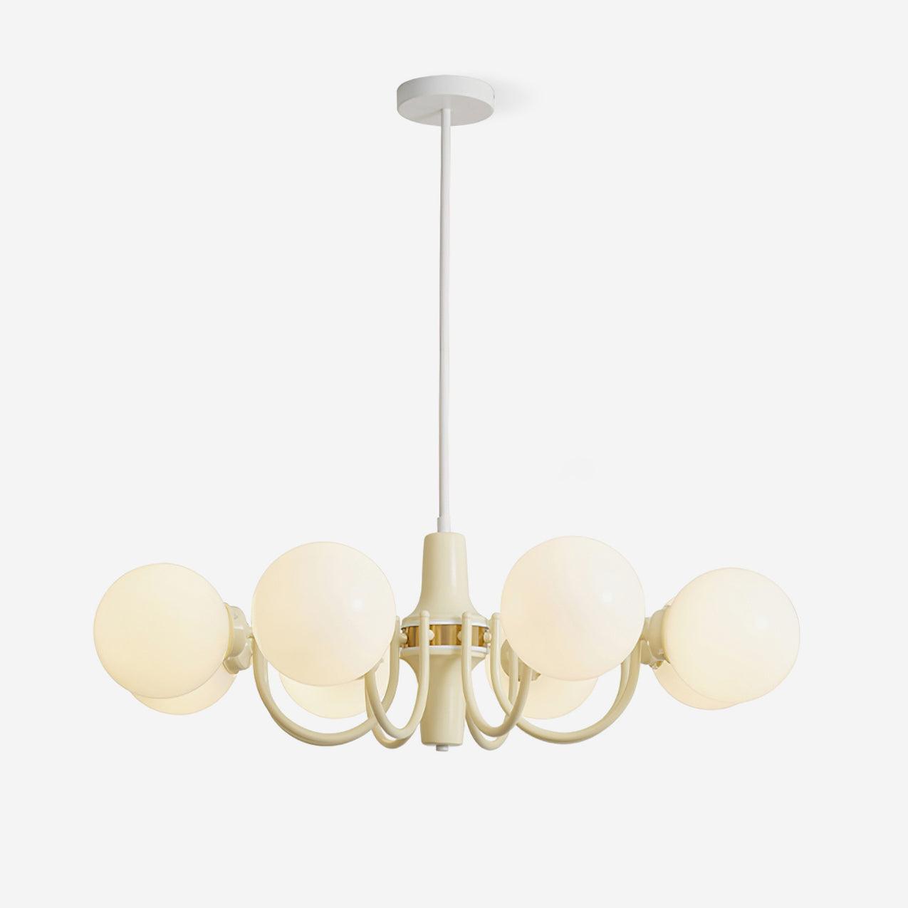 Elodie Glas-Kronleuchter, elegantes cremefarbenes und weißes Kugeldesign