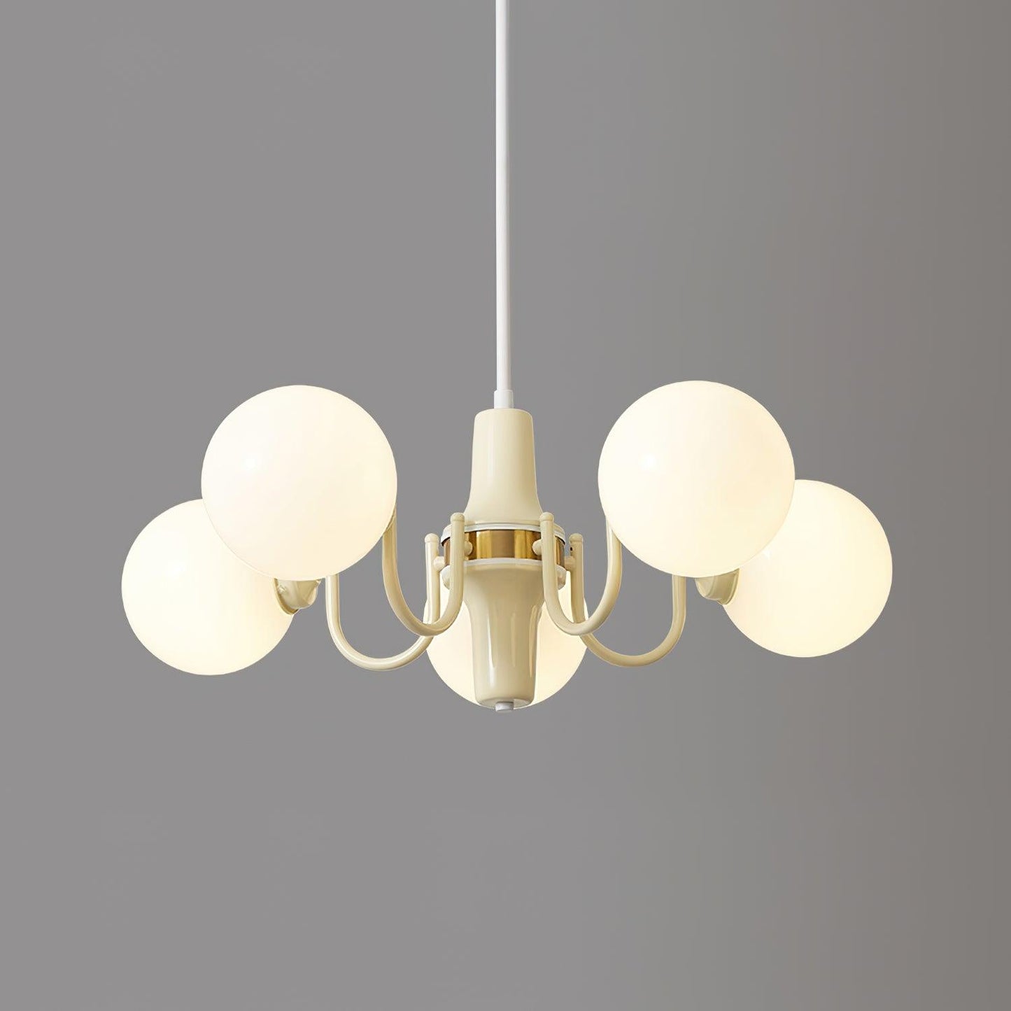 Elodie Glas-Kronleuchter, elegantes cremefarbenes und weißes Kugeldesign
