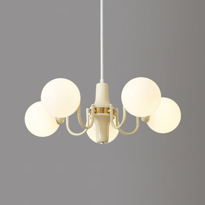 Elodie Glas-Kronleuchter, elegantes cremefarbenes und weißes Kugeldesign