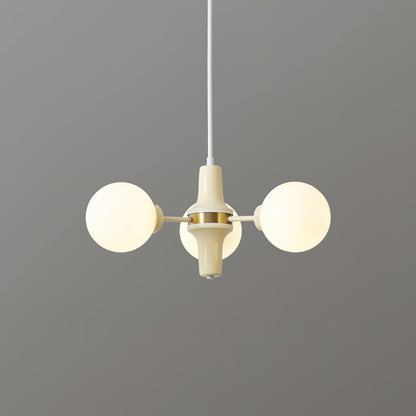 Elodie Glas-Kronleuchter, elegantes cremefarbenes und weißes Kugeldesign