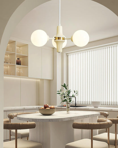 Elodie Glas-Kronleuchter, elegantes cremefarbenes und weißes Kugeldesign