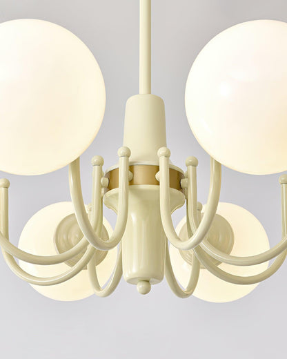 Elodie Glas-Kronleuchter, elegantes cremefarbenes und weißes Kugeldesign