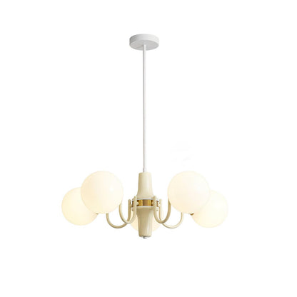 Elodie Glas-Kronleuchter, elegantes cremefarbenes und weißes Kugeldesign