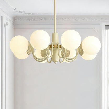 Elodie Glas-Kronleuchter, elegantes cremefarbenes und weißes Kugeldesign
