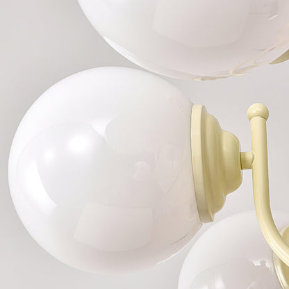 Elodie Glas-Kronleuchter, elegantes cremefarbenes und weißes Kugeldesign