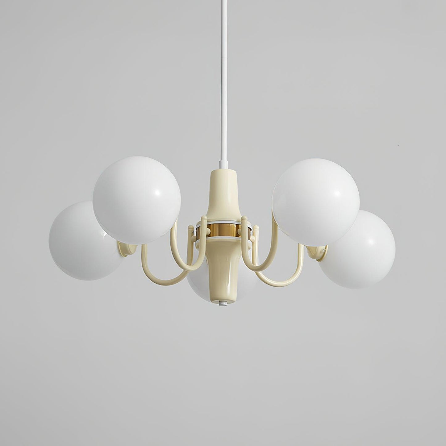 Elodie Glas-Kronleuchter, elegantes cremefarbenes und weißes Kugeldesign