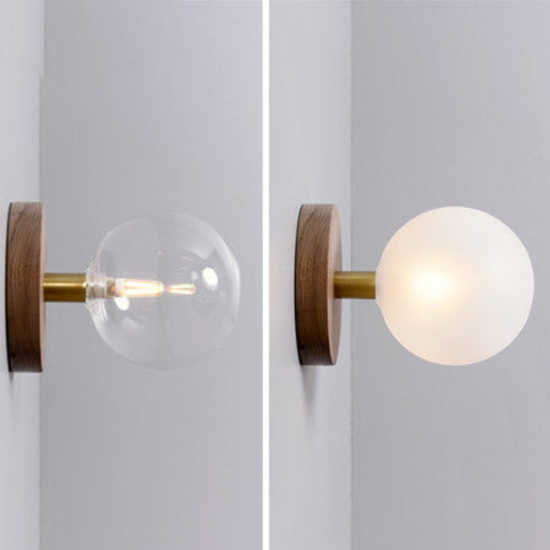Élise Nordic Wood Glass Wall Lamp