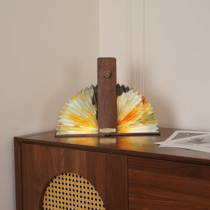 Sophie Foldable Paper LED Table Lamp with Wooden Base