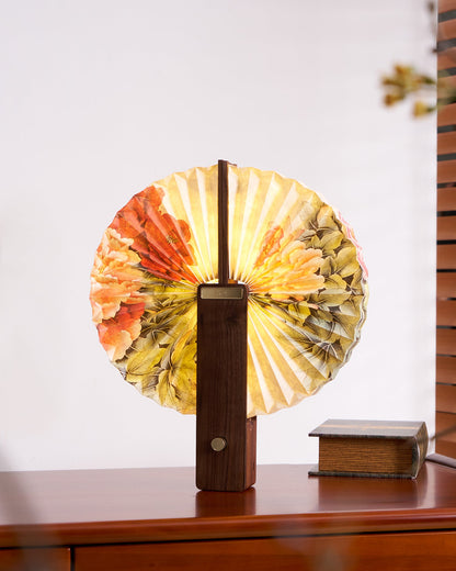 Sophie Foldable Paper LED Table Lamp with Wooden Base