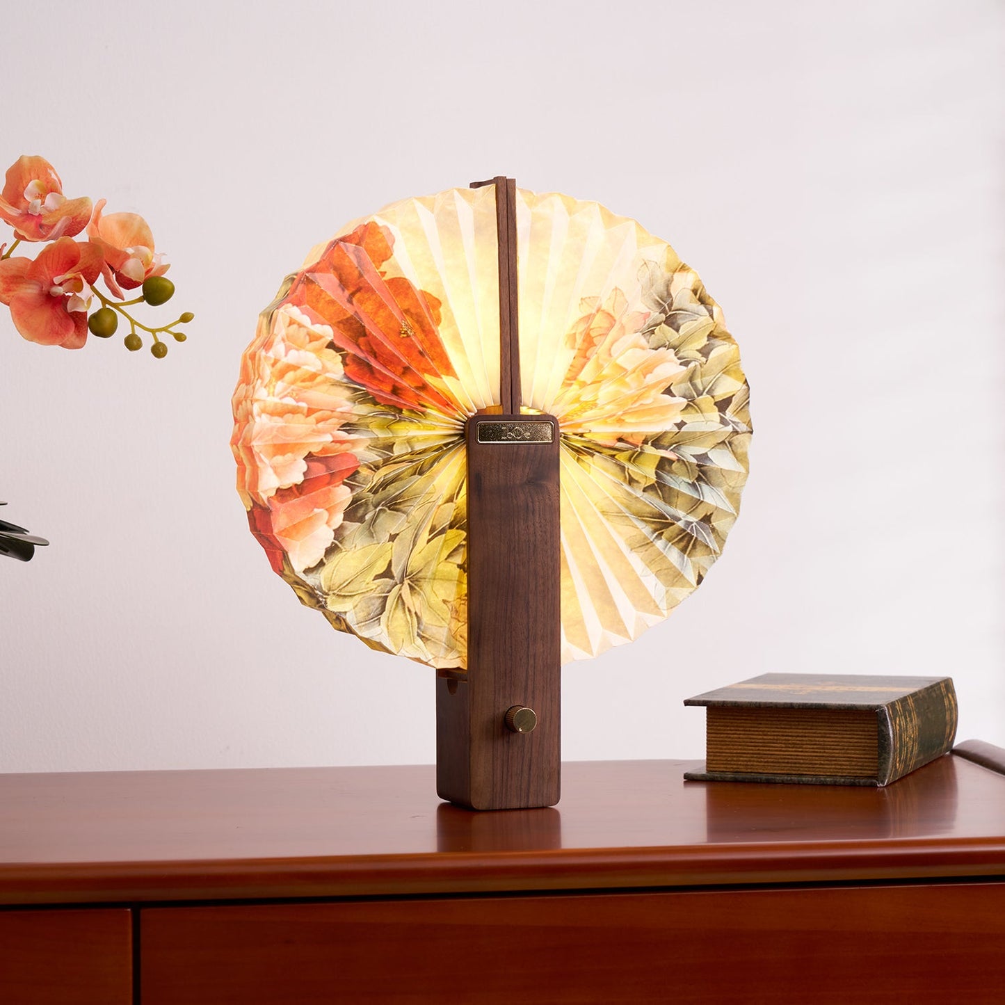 Sophie Foldable Paper LED Table Lamp with Wooden Base