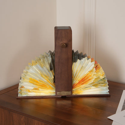 Sophie Foldable Paper LED Table Lamp with Wooden Base