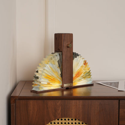 Sophie Foldable Paper LED Table Lamp with Wooden Base