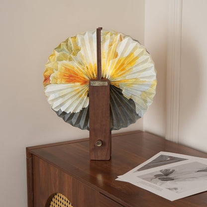 Sophie Foldable Paper LED Table Lamp with Wooden Base