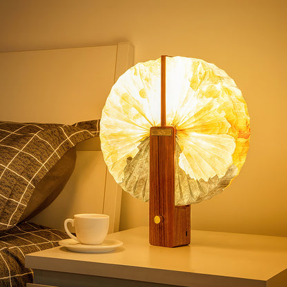 Sophie Foldable Paper LED Table Lamp with Wooden Base