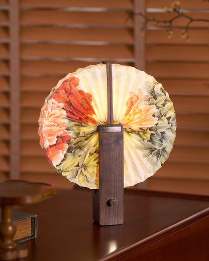 Sophie Foldable Paper LED Table Lamp with Wooden Base