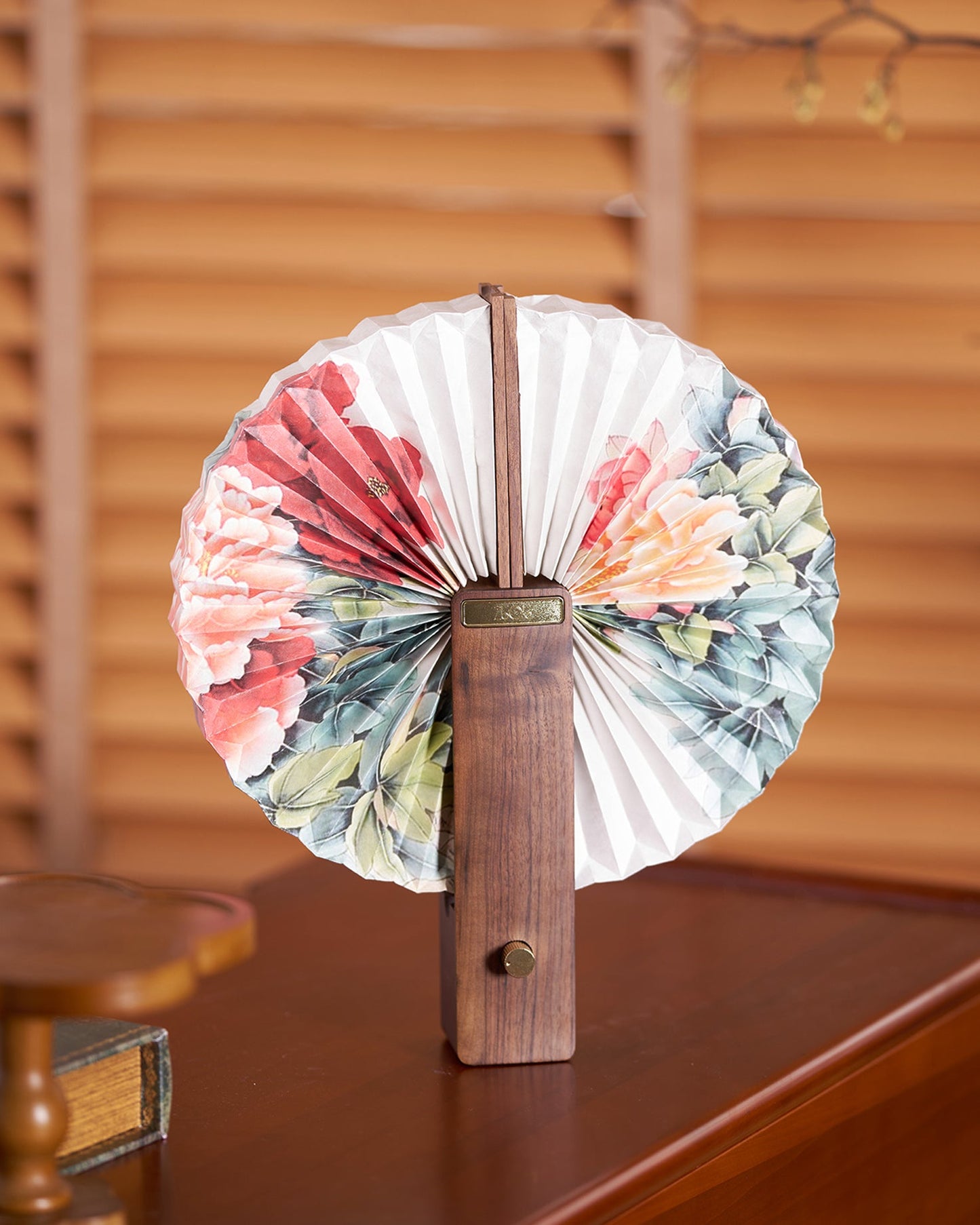 Sophie Foldable Paper LED Table Lamp with Wooden Base