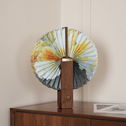 Sophie Foldable Paper LED Table Lamp with Wooden Base