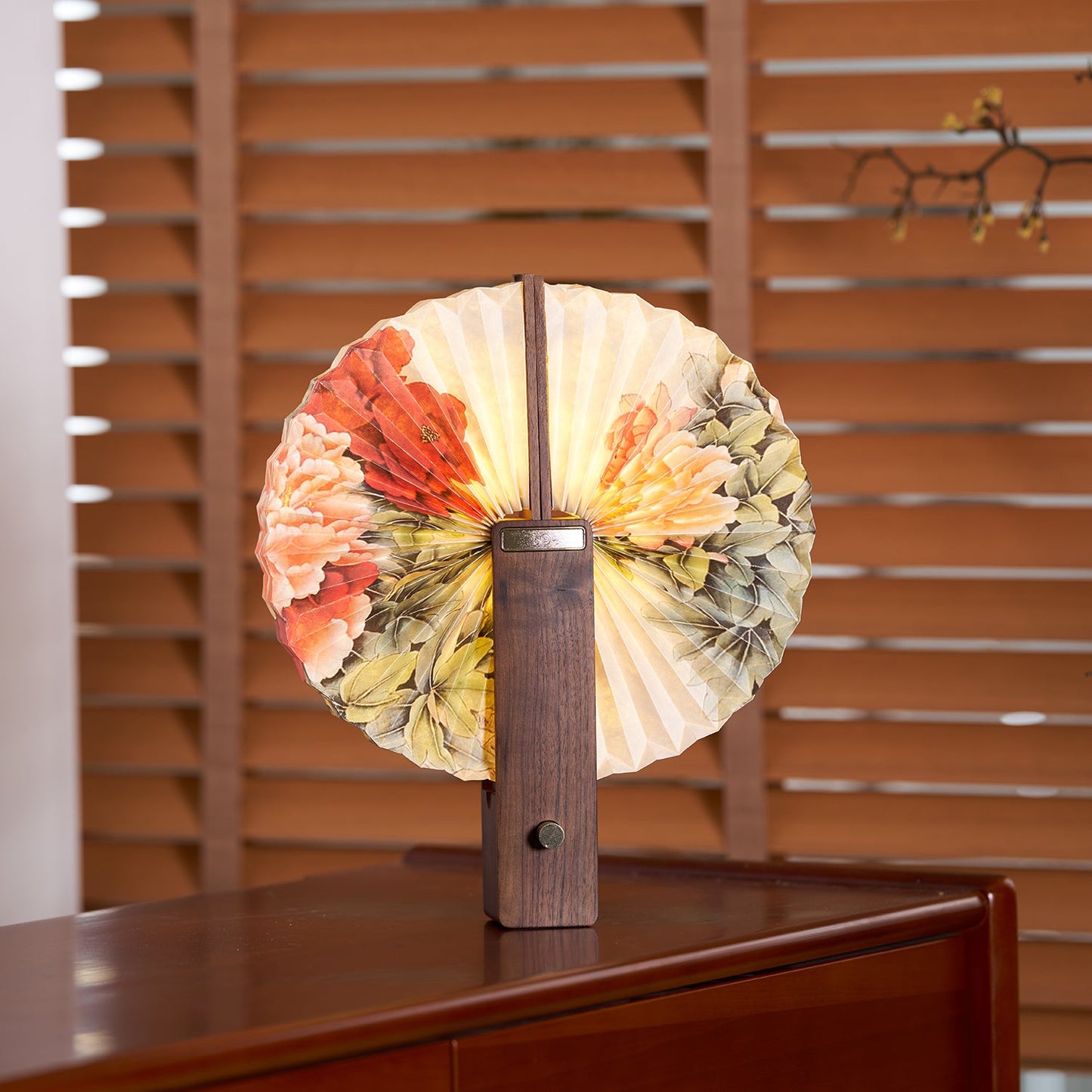 Sophie Foldable Paper LED Table Lamp with Wooden Base