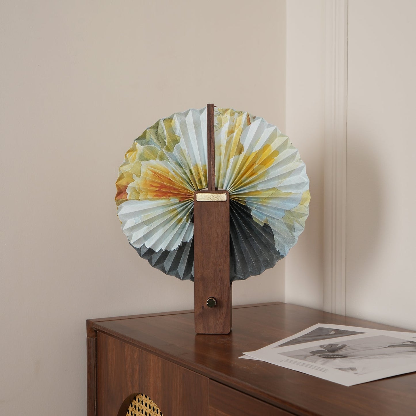 Sophie Foldable Paper LED Table Lamp with Wooden Base