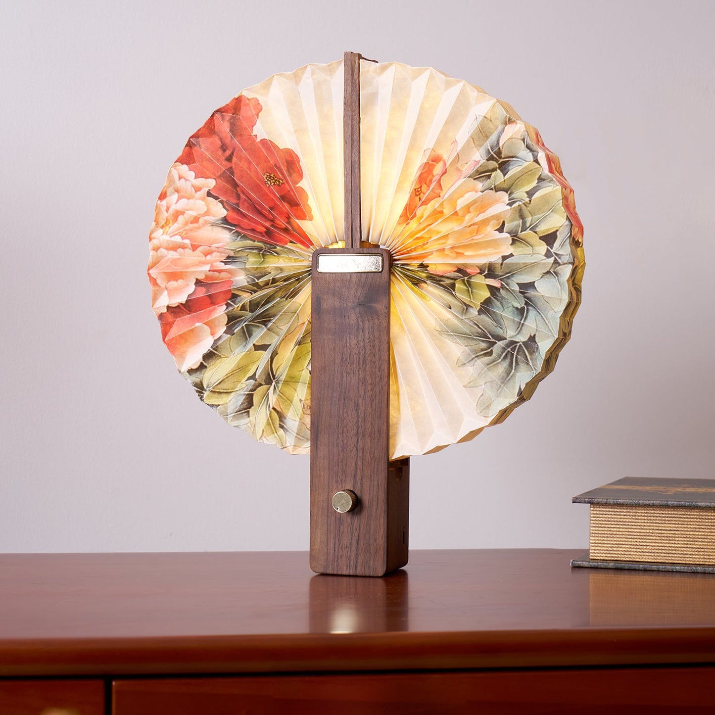 Sophie Foldable Paper LED Table Lamp with Wooden Base