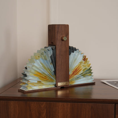 Sophie Foldable Paper LED Table Lamp with Wooden Base