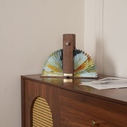 Sophie Foldable Paper LED Table Lamp with Wooden Base