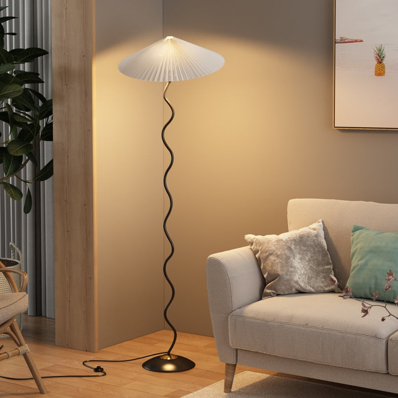Sophie Lala Luxe Curve Table & Floor Lamp Pleated Textile Light