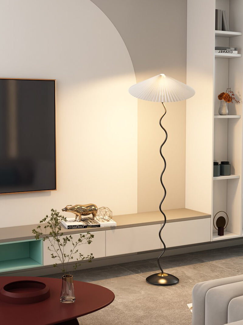 Sophie Lala Luxe Curve Table & Floor Lamp Pleated Textile Light