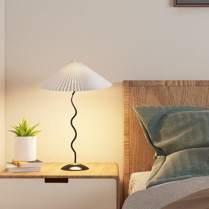 Sophie Lala Luxe Curve Table & Floor Lamp Pleated Textile Light