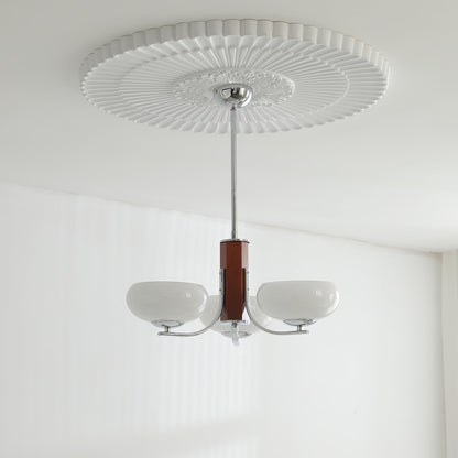 Juliette Klassischer Kronleuchter, Glasschirme mit Eichen- und Metallrahmen