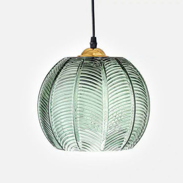 Camille Leaf Pattern Glass Pendant Light Gold Accent Fixture