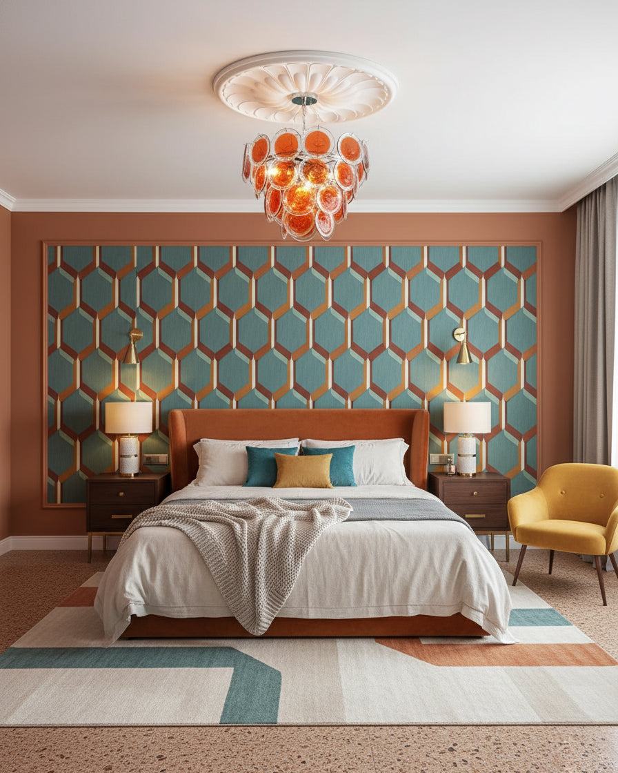 Margaux Glass Chandelier, Hand-Blown Discs with Cascading Metal Frame