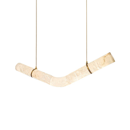 Isabelle Alabaster Chandelier, Sculptural Curved Design with Integrated LEDs
