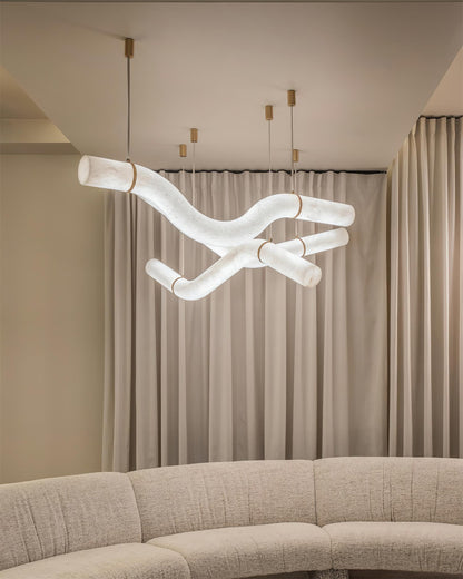 Isabelle Alabaster Chandelier, Sculptural Curved Design with Integrated LEDs