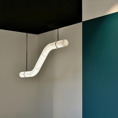 Isabelle Alabaster Chandelier, Sculptural Curved Design with Integrated LEDs