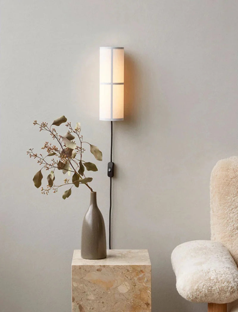 Élise Lina Woven Fabric Wall Lamp Linen Shade Sconce Light