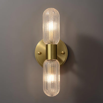 Elara Nordic Brass Wall Lamp with Dual Glass Light Design