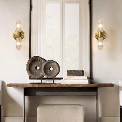 Elara Nordic Brass Wall Lamp with Dual Glass Light Design