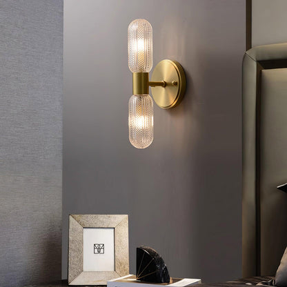 Elara Nordic Brass Wall Lamp with Dual Glass Light Design