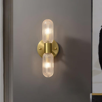 Elara Nordic Brass Wall Lamp with Dual Glass Light Design