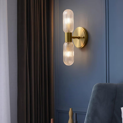Elara Nordic Brass Wall Lamp with Dual Glass Light Design