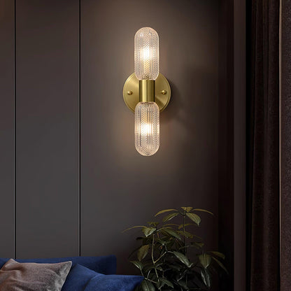 Elara Nordic Brass Wall Lamp with Dual Glass Light Design