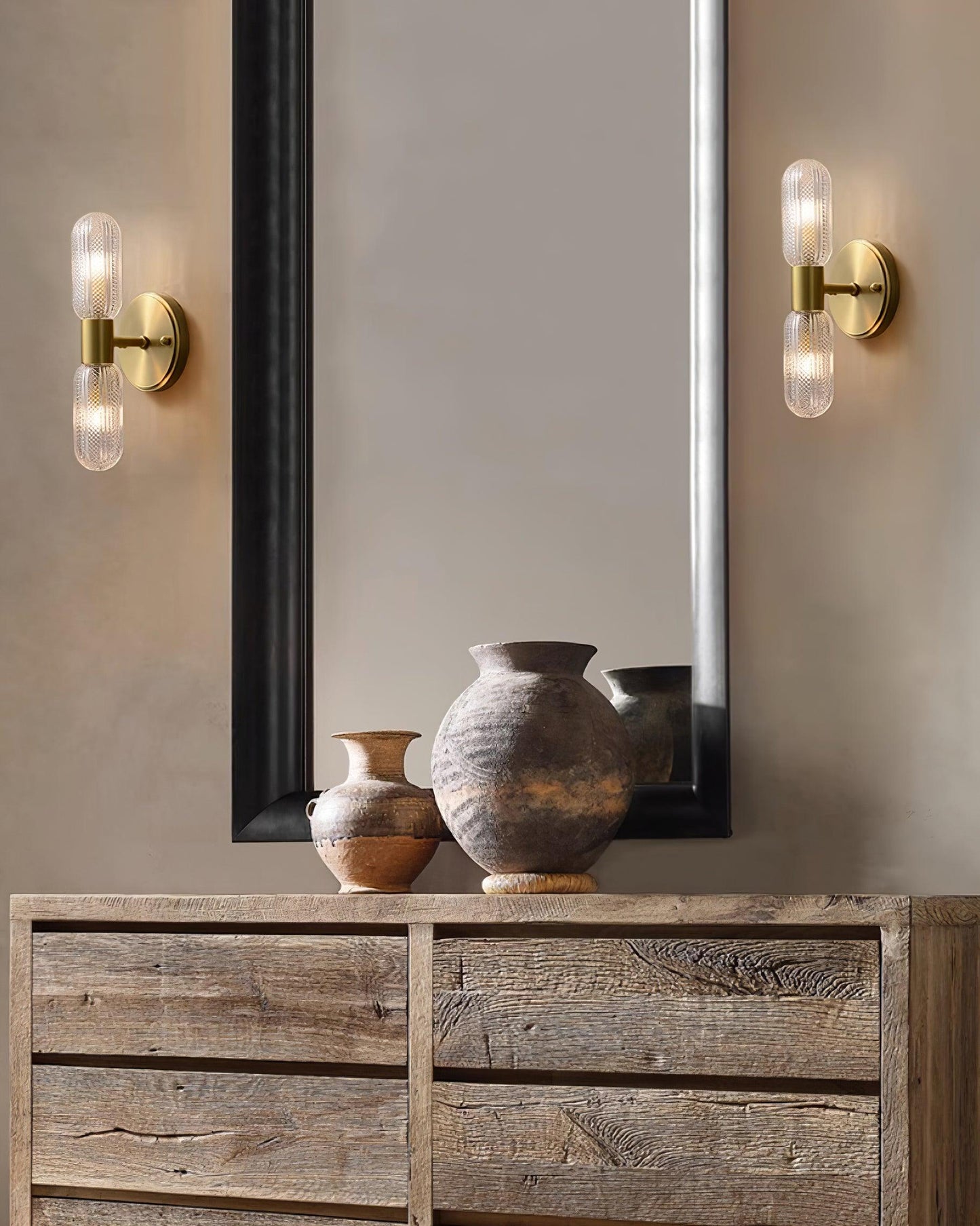 Elara Nordic Brass Wall Lamp with Dual Glass Light Design