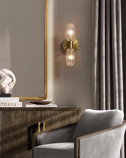 Elara Nordic Brass Wall Lamp with Dual Glass Light Design