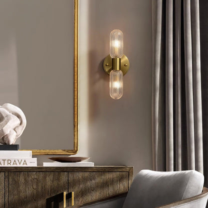 Elara Nordic Brass Wall Lamp with Dual Glass Light Design