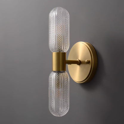 Elara Nordic Brass Wall Lamp with Dual Glass Light Design