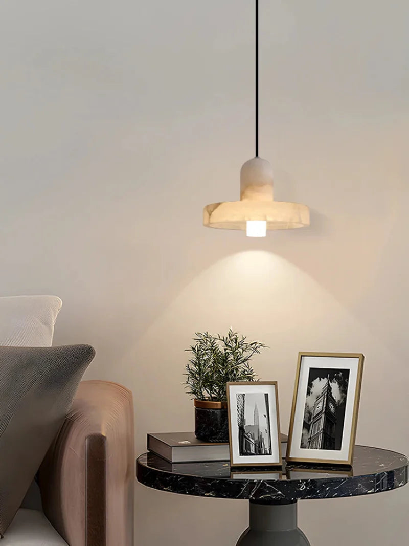 Élise Marble Glow Pendant Light Copper Accent Ceiling Lamp