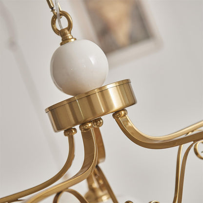 Colette Vintage-Kronleuchter, Glasperlen-Schirme mit Metallrahmen